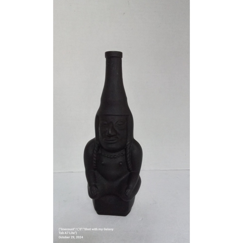 Folk Art Bottle Sculpture Mexican Pottery Decorative‎ Bottle Vase Black